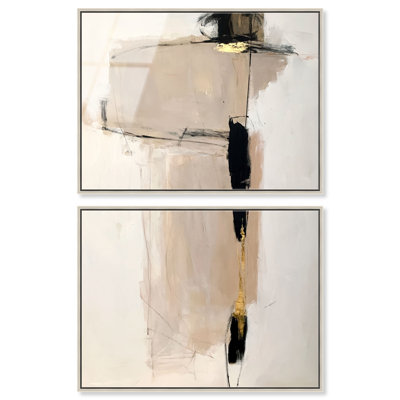 Ensemble décoratif bohème minimaliste Desert Breath III, impression acrylique encadrée par Art Remedy, cadre argenté, 44 x 33