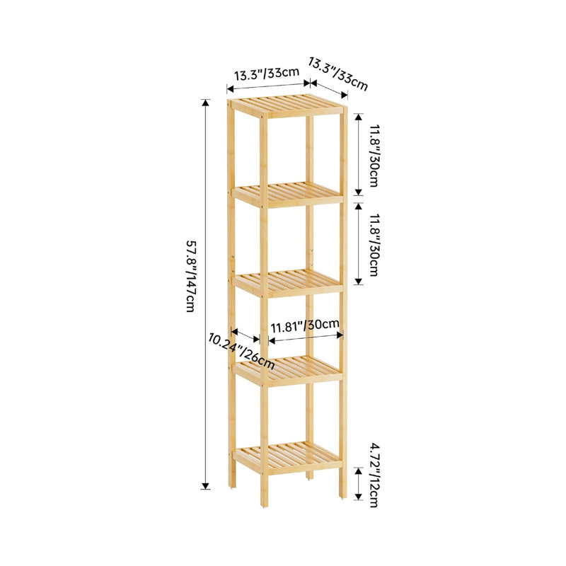 147cm H x 33cm W Bamboo / Rattan Bookcase, Beige