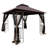 10X10 Patio Gazebo Canopy, With Water- Fabric And Insect Net, For Lawn, Deck, Brown Tent Double Ventilated Roof Mesh Screen, Garden, Backyard, Rustproof-455641190