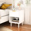 Table de chevet moderne blanche de 22,27 po de hauteur avec tiroir simple et espace de rangement ouvert, poignée dorée, objet décoratif de chambre à coucher, matériau 22,27 po