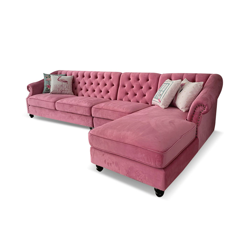 Canapé modulaire 3 pièces rembourré, H 33,46 po x l 133,46 po x P 64,96 po, Orienté à droite