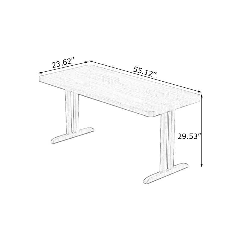 Bureaux rectangulaires en bois massif noyer, H 29,53 po x l 55,12 po x P 23,62 po