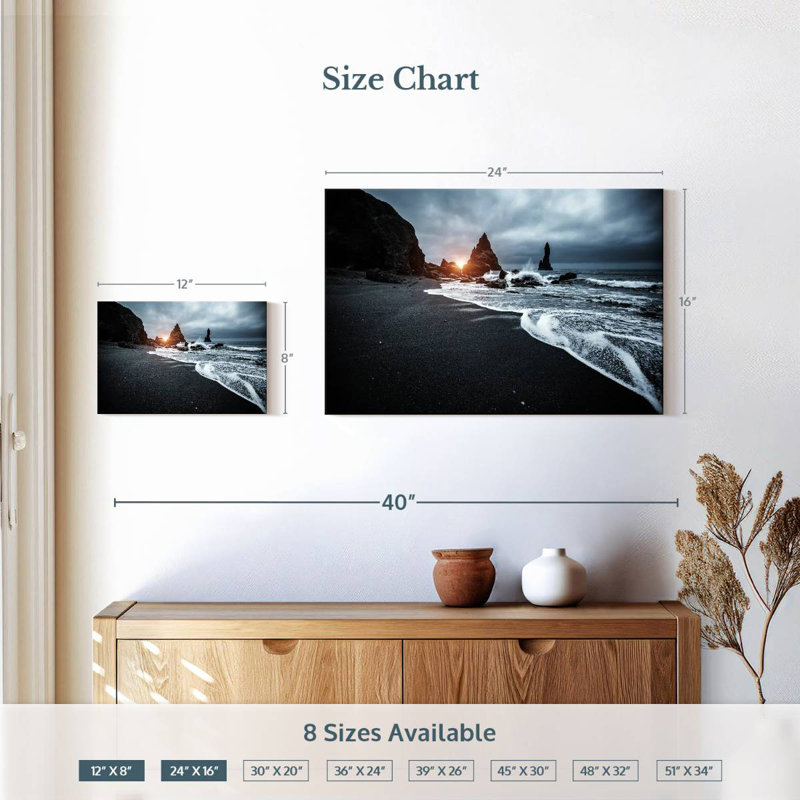 Plage de sable noir Gillard Reynisfjara, H 16 po x l 24 po