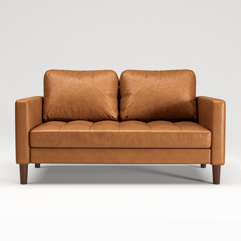 Jordy " Faux Leather Loveseat, Camel