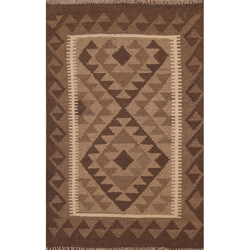 Geometric Kilim Reversible Wool Rug 3x4