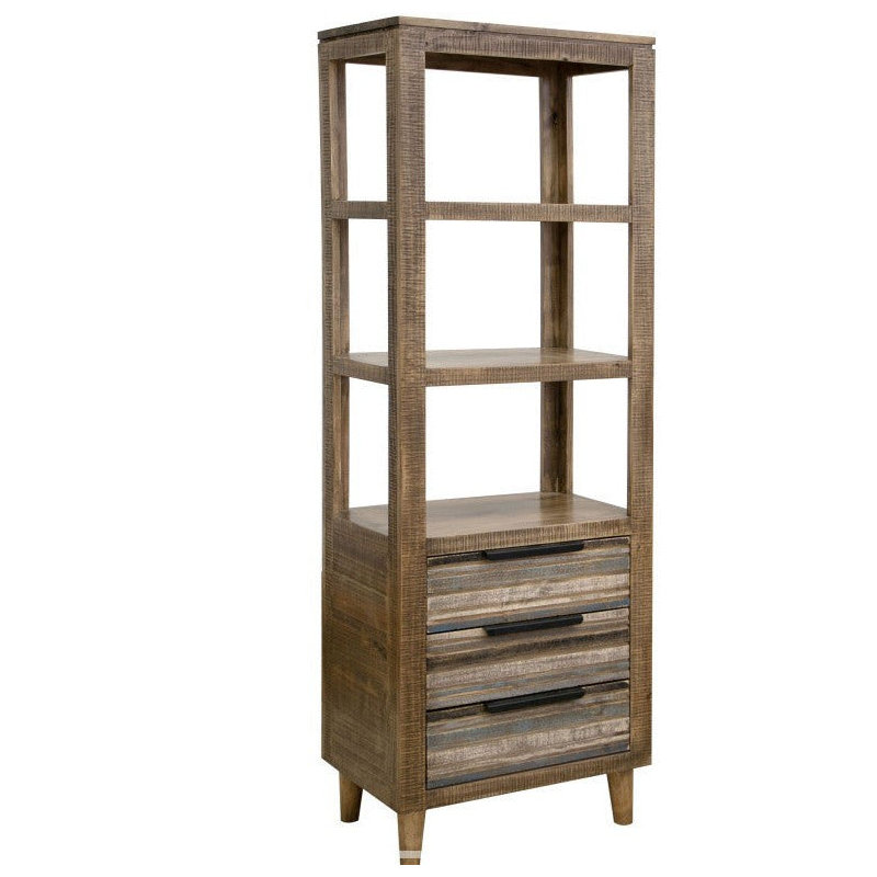 Darnee Solid Pine Bookcase 3-drawers & open Shelves - 73" high