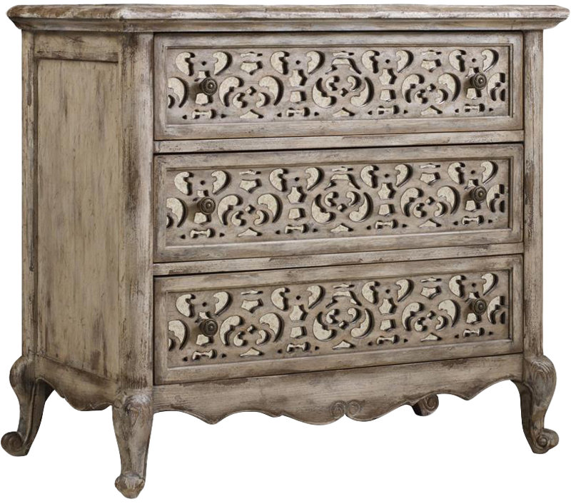 Chatelet Fretwork Nightstand, Vintage White