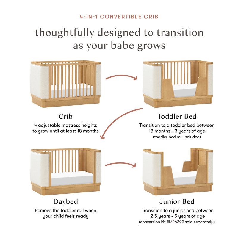 Bondi Boucle 4-in-1 Convertible Upholstered Crib