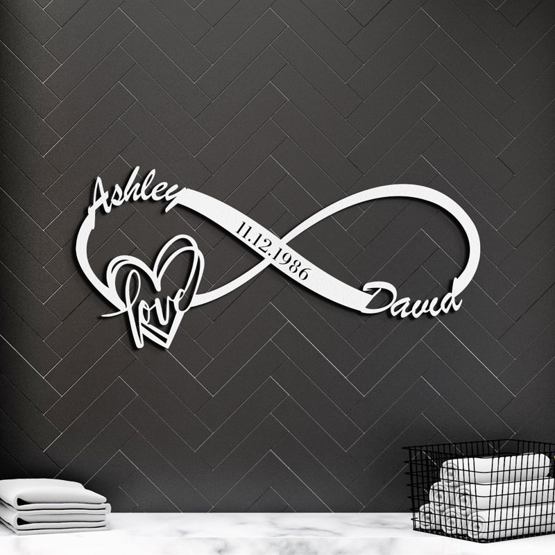 Décoration murale en métal, H 10,5 po x l 32 po x P 0,05 po, Blanc, Yes