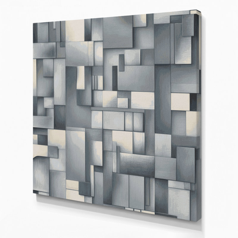 Abstract Shapes 89 Gray Canvas Wall Art, 32" H x 32" W