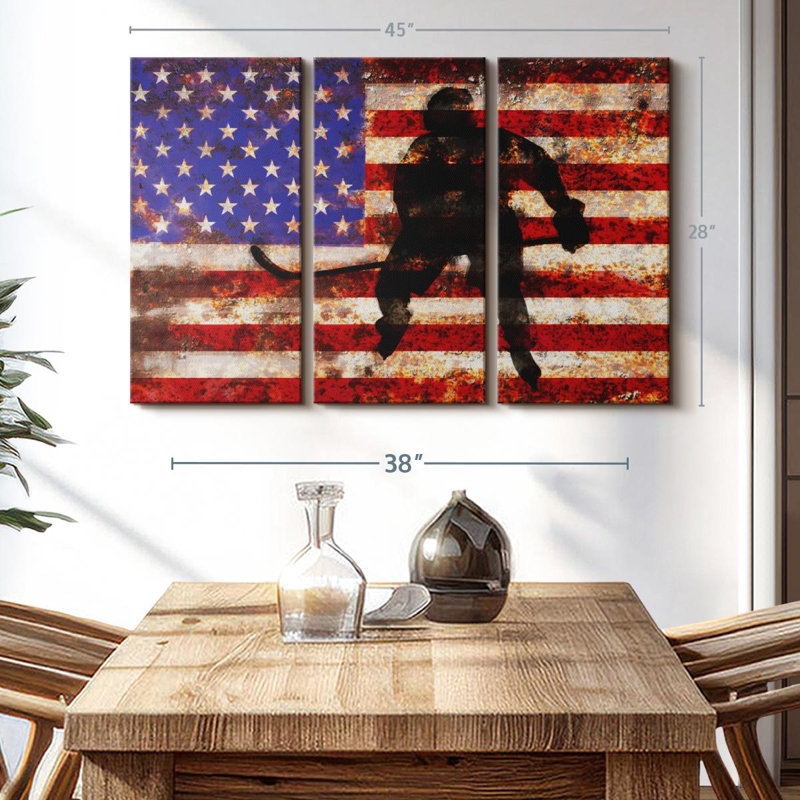 «American Hockey» sur toile, H 28 po x l 45 po x P 1,25 po