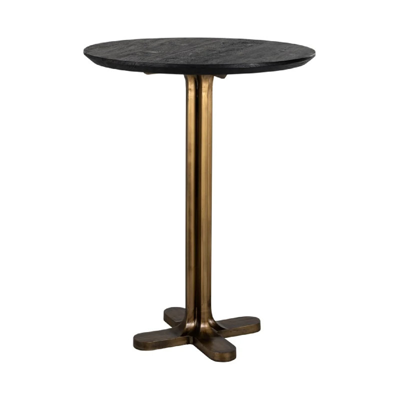 Revelin Round Solid Wood Top Metal Base Dining Table