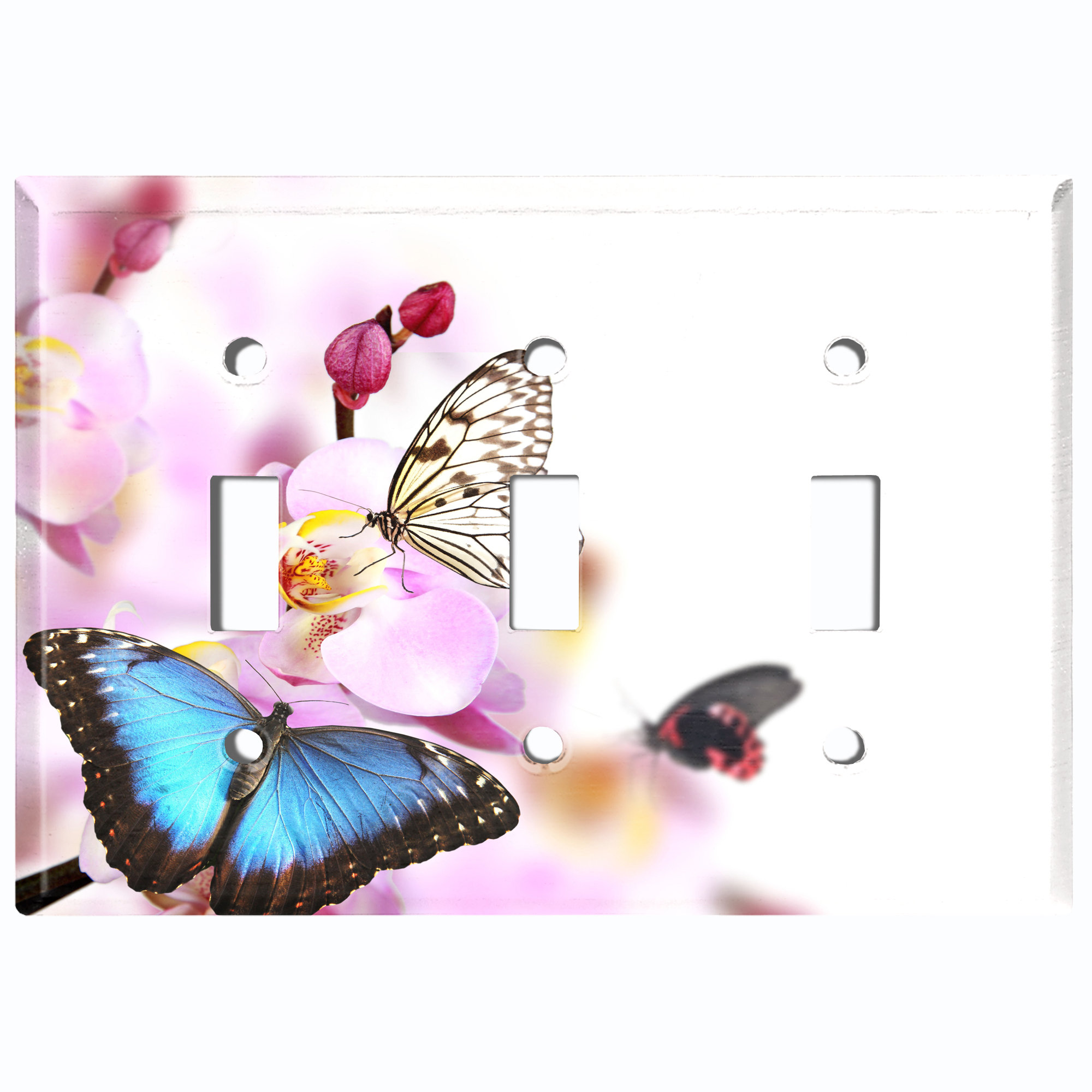 WorldAcc Metal Light Switch Plate Outlet Cover (Colourful Butterflies ...