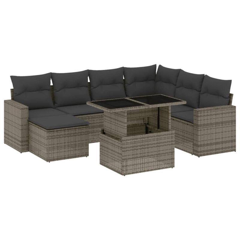 Ensemble de canapé de jardin Vidaxl gris, PE grand rotin gris foncé