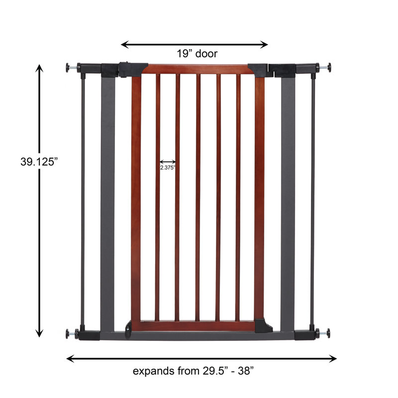39-Inch Tall Graphite and Wood Pressure Mounted Pet Gate