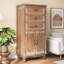 Armoire de rangement rustique en bois avec porte décorative et 3 tiroirs-2013985759