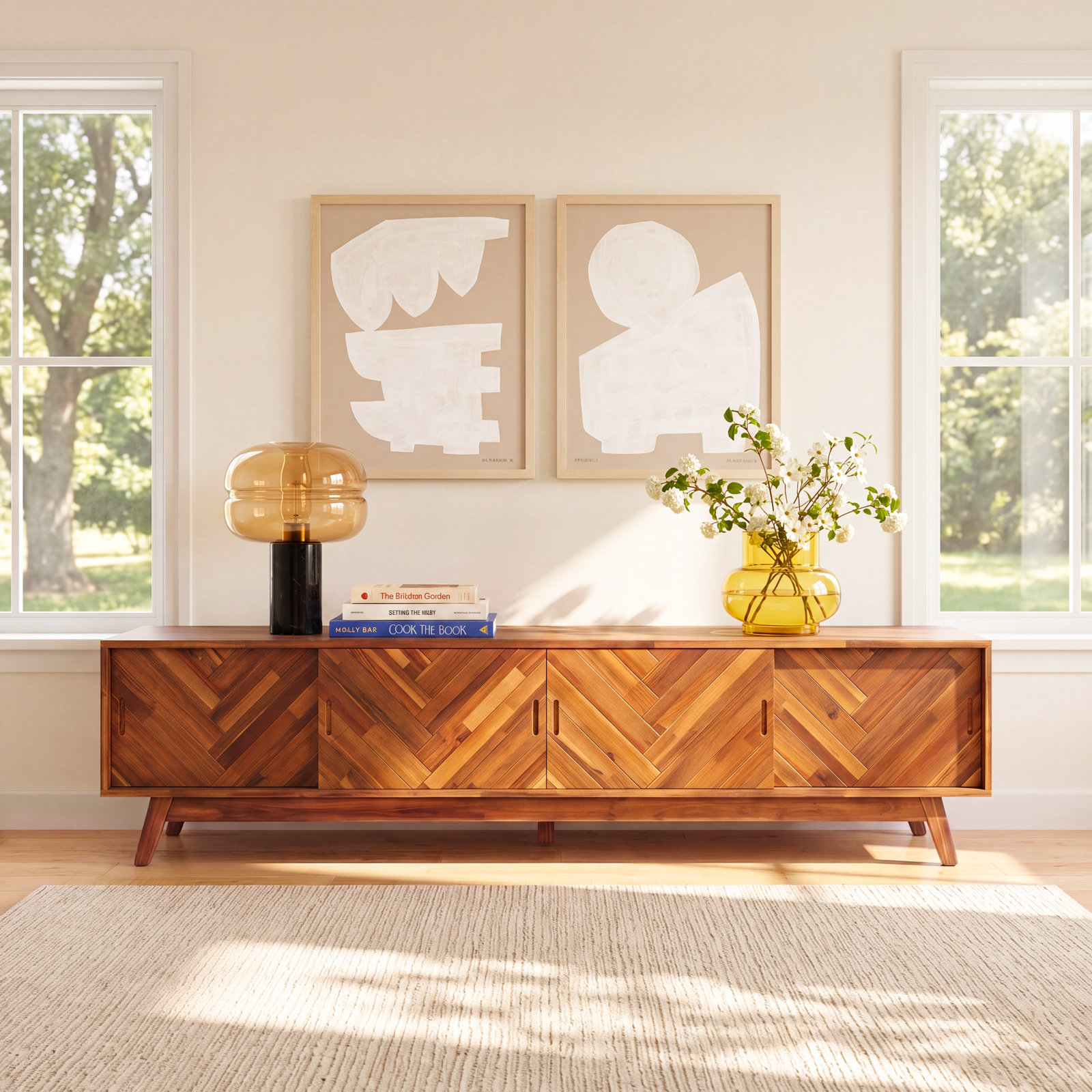 Zeller 79 " Acacia TV Stand, Brown