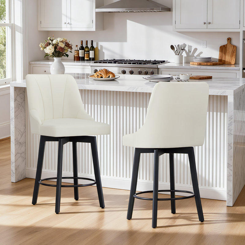 Swivel Upholstered Counter Stool, White
