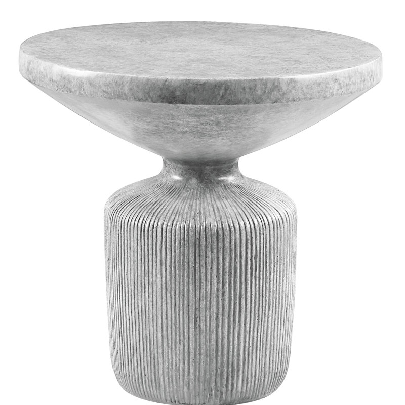 Table d'appoint en béton patiné au fini gris vieilli, plateau solide de 40 mm d'épaisseur, sans assemblage, 21 po x 21 po x 20 po, 26 lb, aspect naturel, assemblage au sol de 19 po requis, thème,