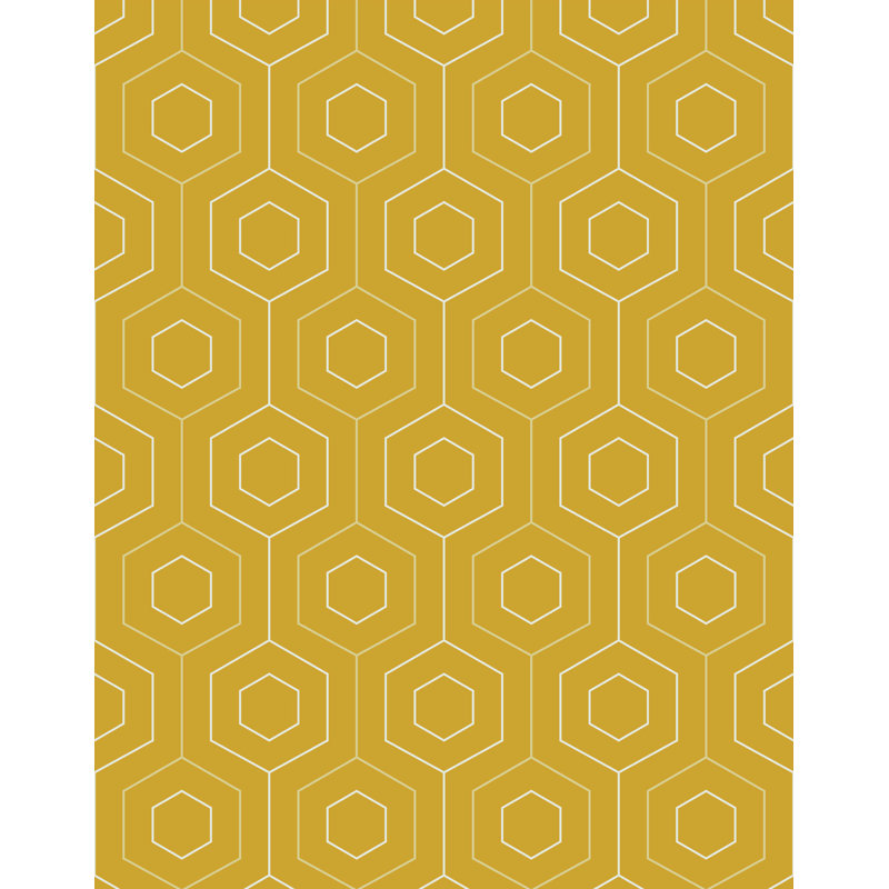 Stoughton Hexagonal Line Wallpaper, Yellow