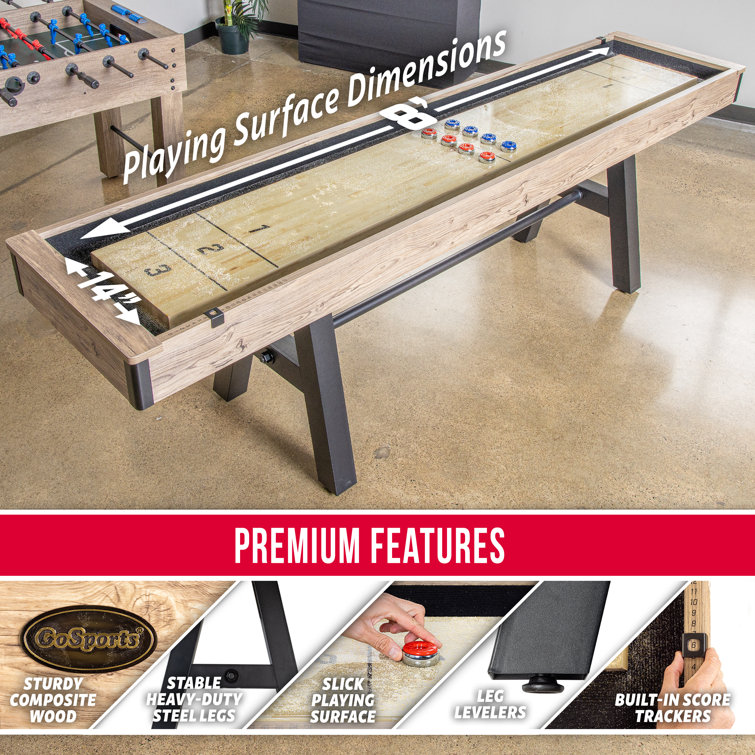GoSports Premium 9 ft Shuffleboard Table with 8 Pucks, Shuffleboard Wax ...