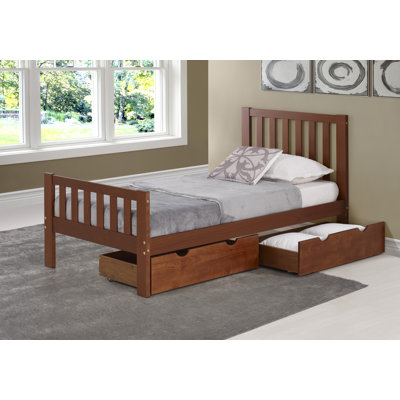 Lit plateforme simple en bois de pin brésilien avec rangement Ratcliff