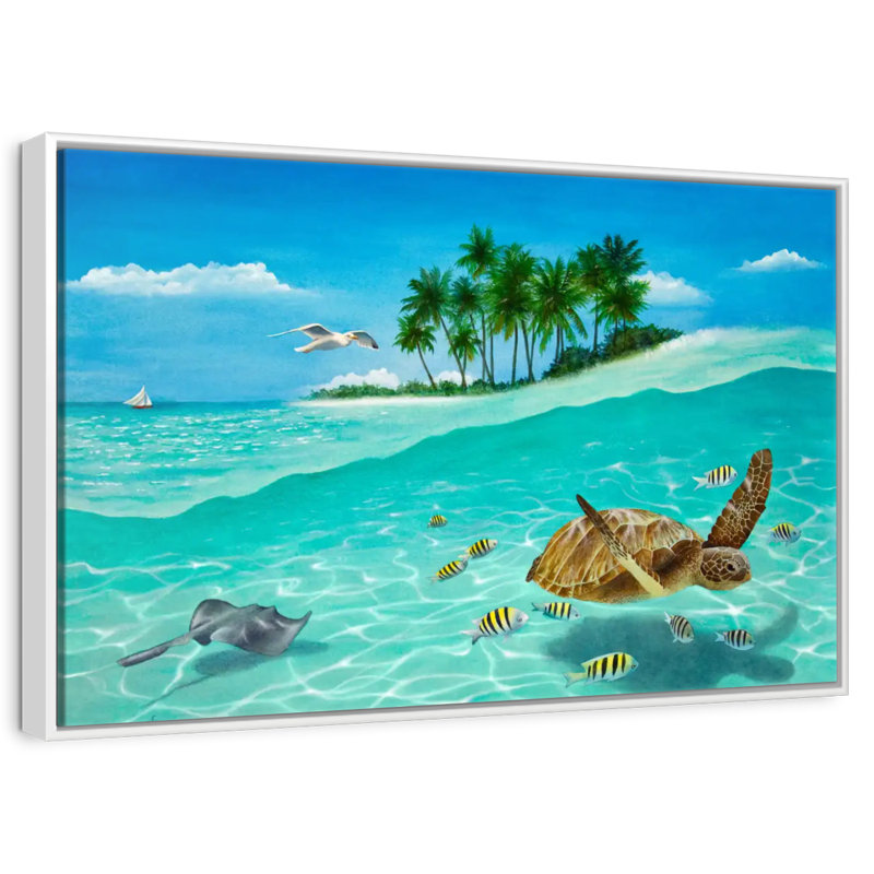 Breezin ', Cadre flottant blanc, 46 po x 31 po