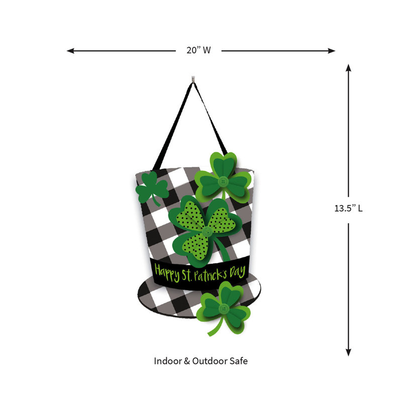 Plaid St. Patrick's Day Hat Outdoor Wall and Door Décor