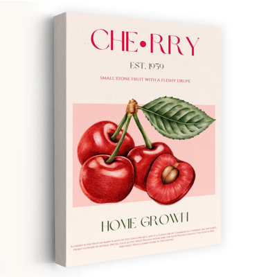 Home Grown Cherries Organic Vintage Abstract Cherry Fruit Summer Wall Art