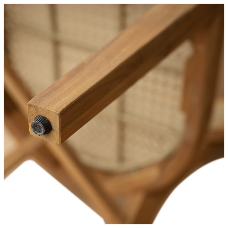 Chaises de salle à manger en bois d'acacia Netro (ensemble de 2) avec dossier en osier brun clair