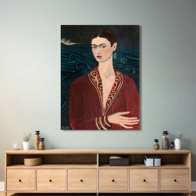 Self-portrait Wearing A Velvet Dress, 1926 by Frida Kahlo - Wrapped Canvas Print