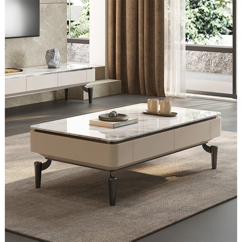 Rectangular stone storage coffee table, 15.75" H x 51.18" L x 27.56" W