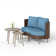 Round Curved Wicker Outdoor Patio Loveseat With Cushions And Two Coffee Tables