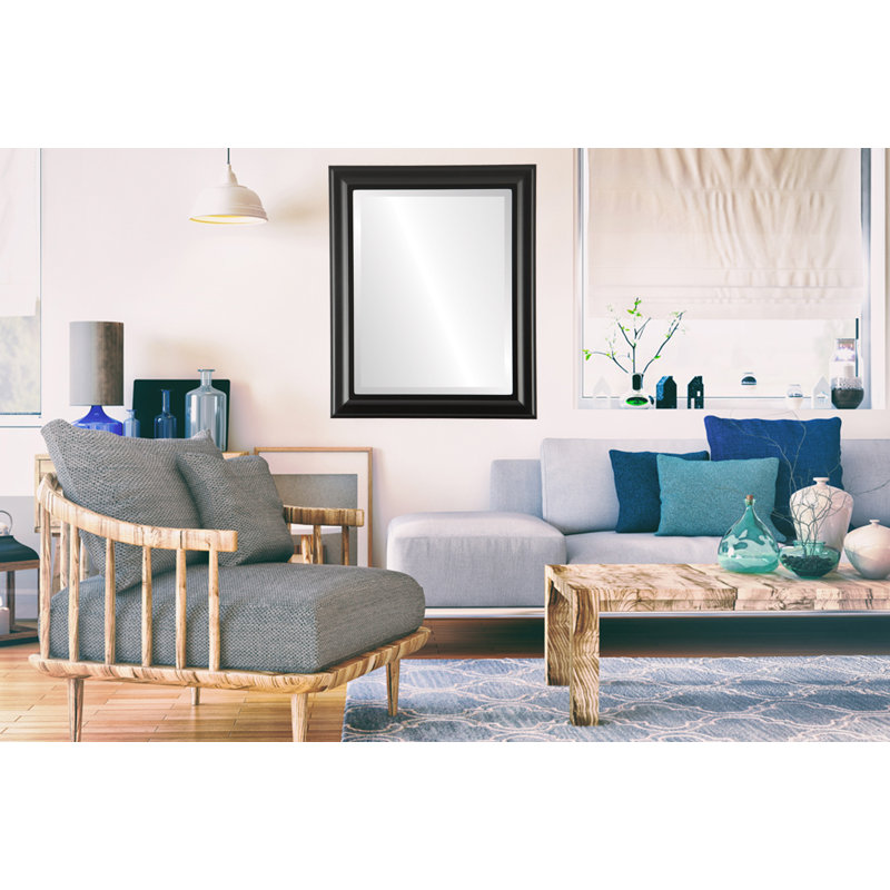 Witham Flat Wall Mirror, 27" H x 21" W, Matte Black