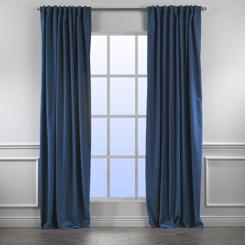 Panneau simple décoratif occultant très long et très large doublé, L 100 po x L 156 po, Marine