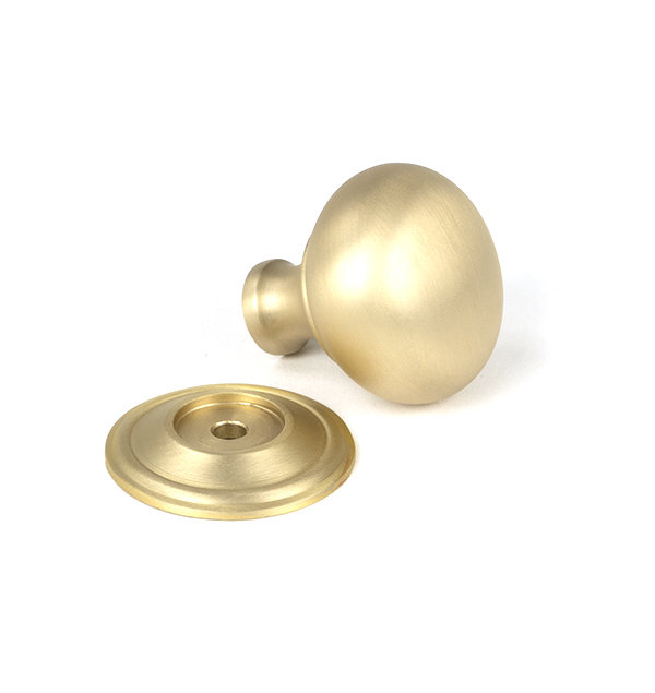 Mushroom Cabinet Knob, 1.30" Knob Diameter, Satin Brass