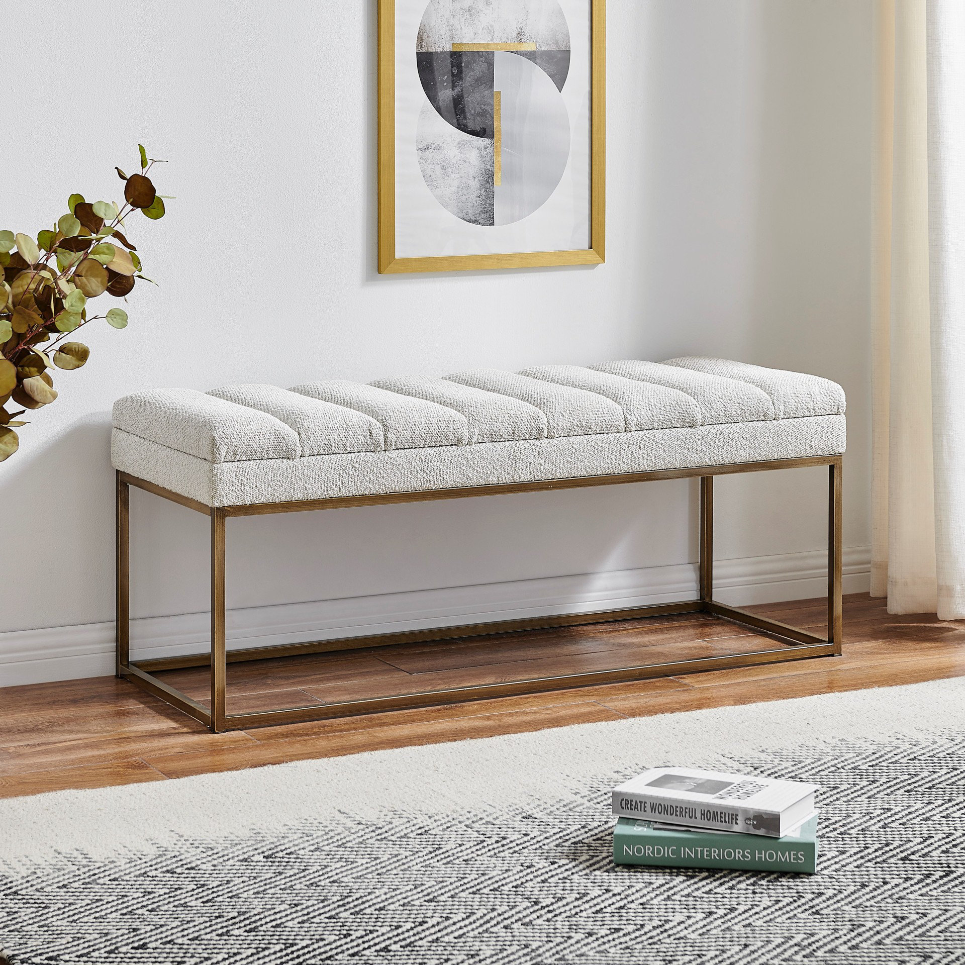 Everly Quinn Georgenia Polyester Upholstered Bench & Reviews | Wayfair