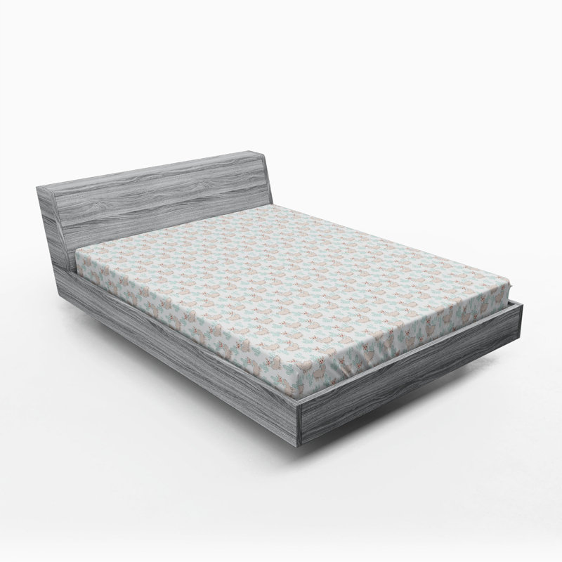 Microfiber Floral Fitted Sheet, Queen Fitted Sheet, Sheep