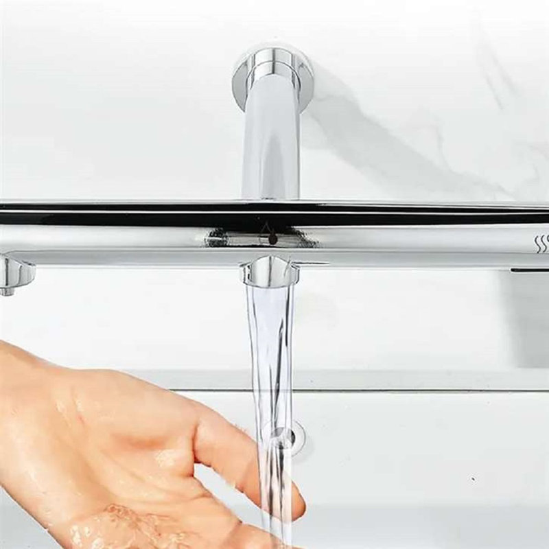Chrome Touchless Faucet with Integrated Soap Dispenser and High Speed Hand Dryer