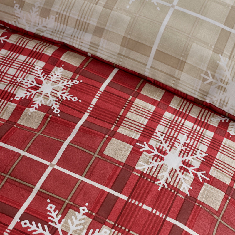 Christmas Scandi Check Reversible Duvet Cover Set, Double Bed (200 x 200 cm)