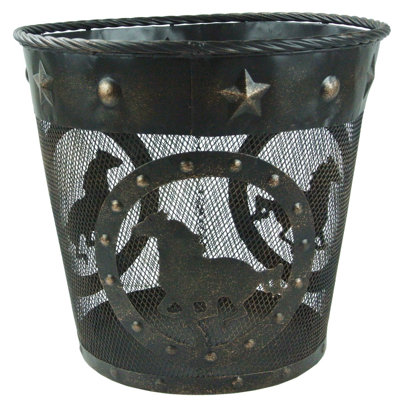 Western Horse Copper Color Mesh Metal 5 Gallon Waste Basket / Trash Can
