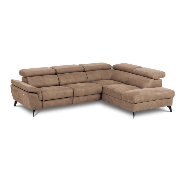 Mirano Imitating Leather Fabric Electric Reclining Corner Sectional, Right Hand Facing, Brown