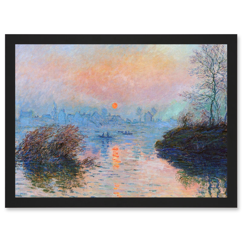 Monet Sunset Seine Lavacourt Winter Painting Artwork Framed  Wall Art Print, 33cm H x 45.5cm W x 2cm D