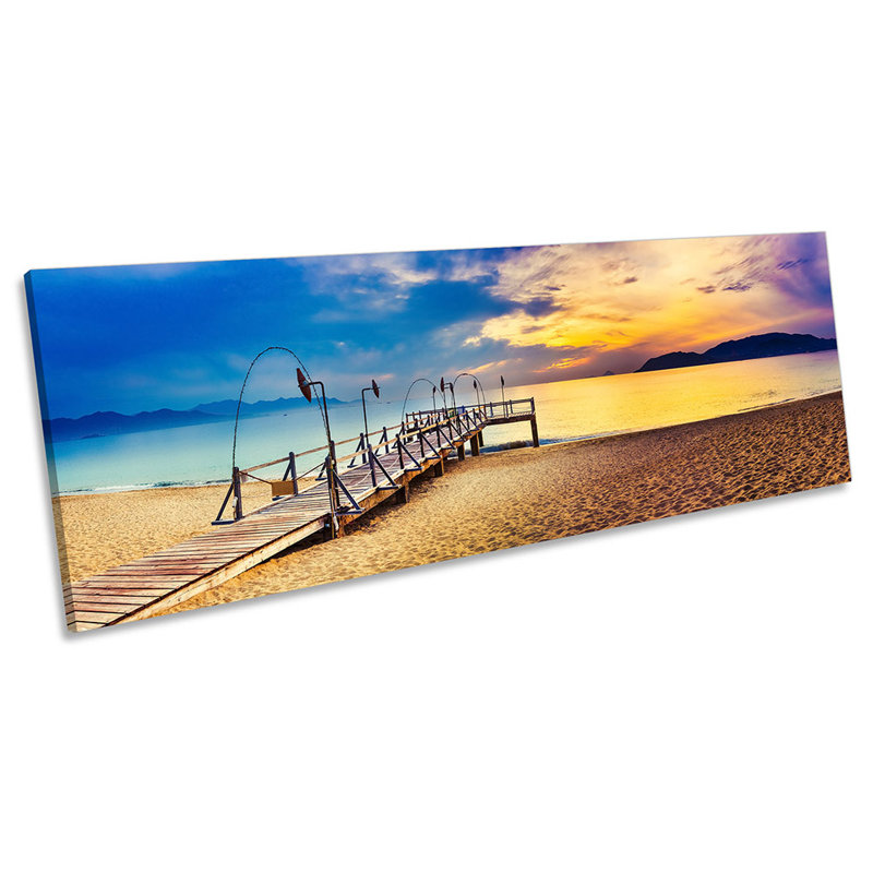 Beach Sunset Pier - Wrapped Canvas Panoramic Print, 60.96cm H x 182.88cm W