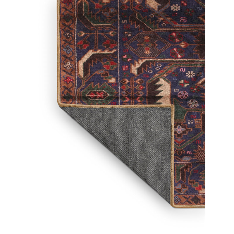Tapis bleu marine Southwestern, Rectangle 8 pi x 10 pi