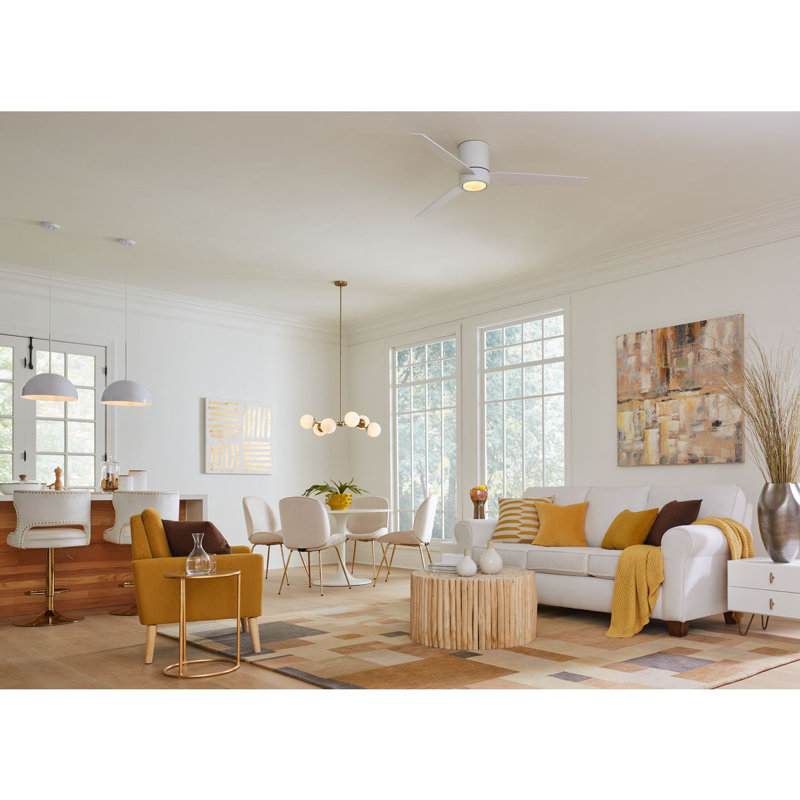 56'' Ceiling Fan with LED Lights, Satin White/Brown