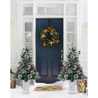 2 Pcs 3Ft Christmas Tree, Artificial Christmas Tree With 78 Led Lights