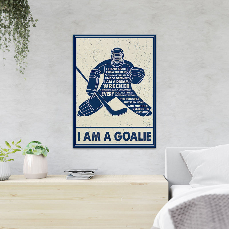 Joueur de hockey bleu - I Am A Gardien - 1 pièce, reproduction d'art graphique sur toile tendue, H 20 po x l 16 po x P 2 po