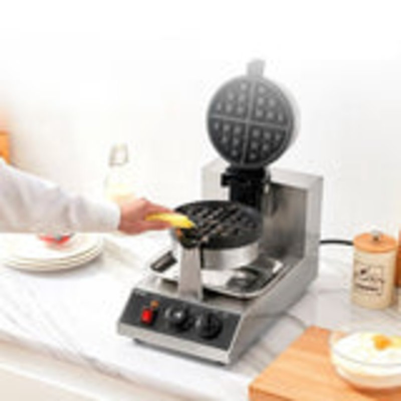 Gaufrier rond électrique SucceBuy, acier inoxydable, téflon antiadhésif, température réglable