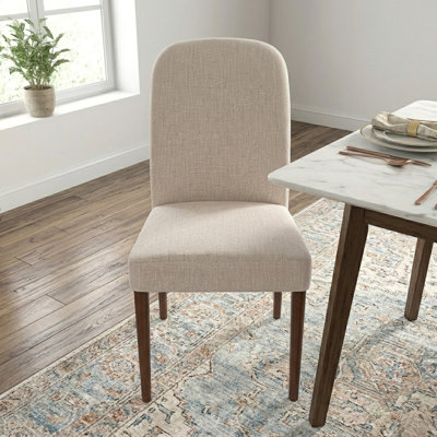 Micaleb Japandi Style Solid Wood Linen Fabric Dining Chair
